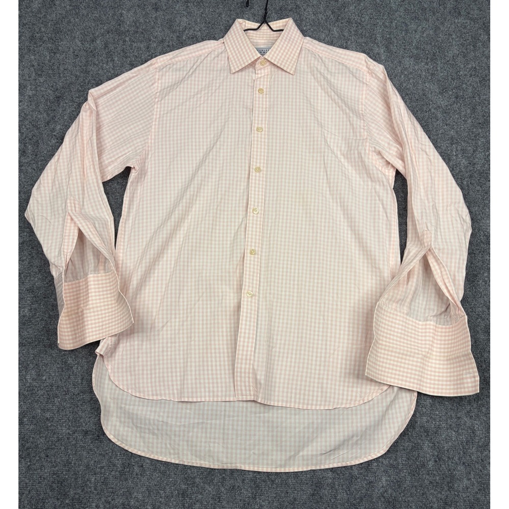 Charles Tyrwhitt Mens Pink Gingham FrenchCuff Dress Shirt 16 35 Jermyn St London